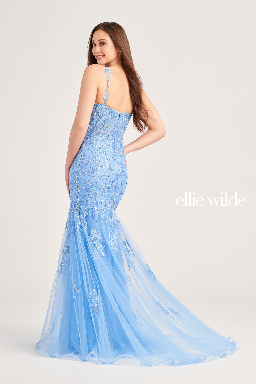 Ellie Wilde EW35238 prom dress images. Ellie Wilde EW35238 is available in these colors: Bluebell, Hot Pink, Dark Champagne, Emerald.