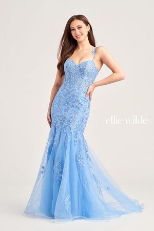 Ellie Wilde EW35238 prom dress images.  Ellie Wilde EW35238 is available in these colors: Bluebell, Hot Pink, Dark Champagne, Emerald.