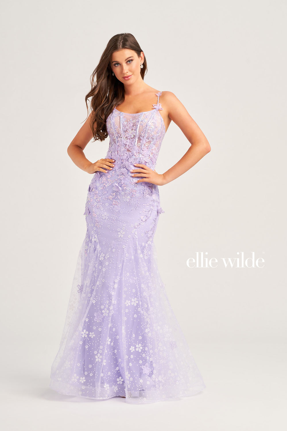 Ellie Wilde EW35241 prom dress images. Ellie Wilde EW35241 is available in these colors: Light Blue, Lilac.