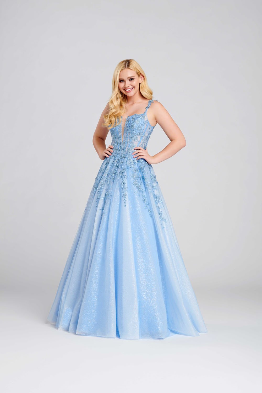 Ellie Wilde EW120014 prom dress images.  Ellie Wilde EW120014 is available in these colors: Red, White, Periwinkle, Lavender.