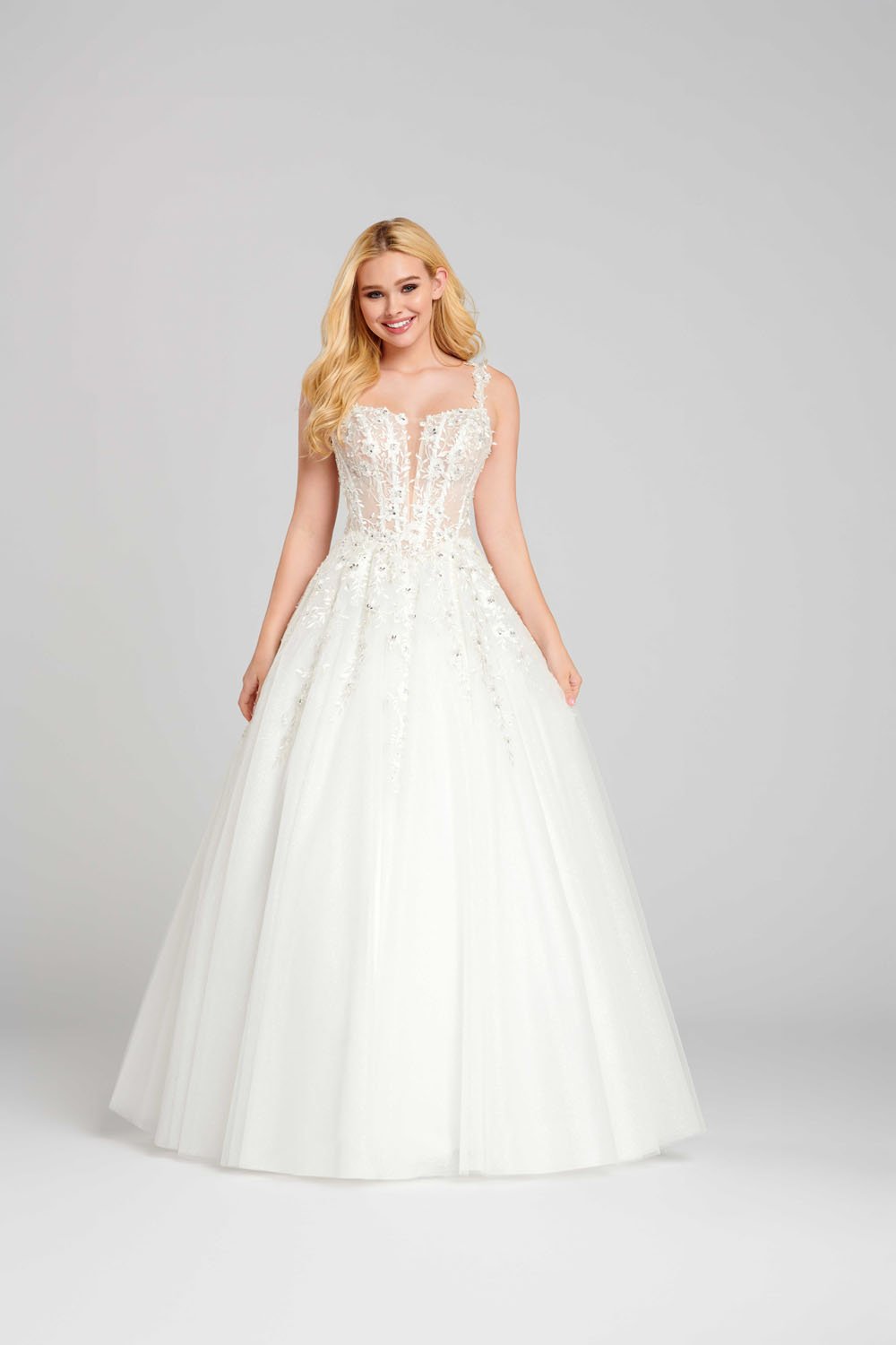 Ellie Wilde EW120014 prom dress images. Ellie Wilde EW120014 is available in these colors: Red, White, Periwinkle, Lavender.