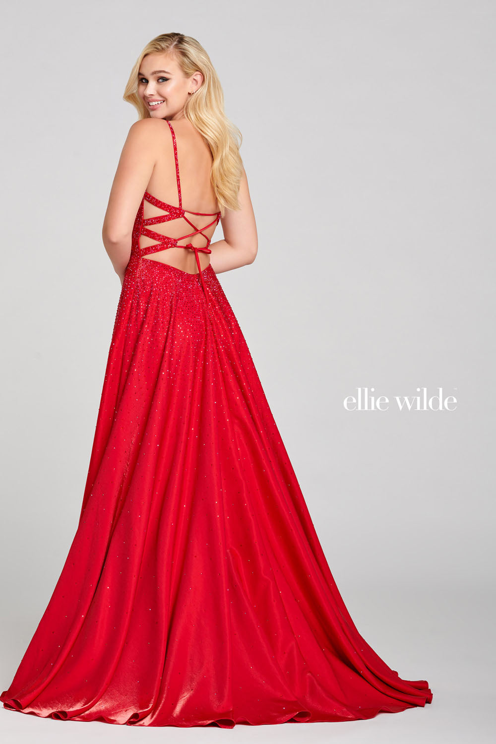 Ellie Wilde EW121001 prom dress images. Ellie Wilde EW121001 is available in these colors: Silver, Black, Ruby, Pink Lemonade, Sapphire.