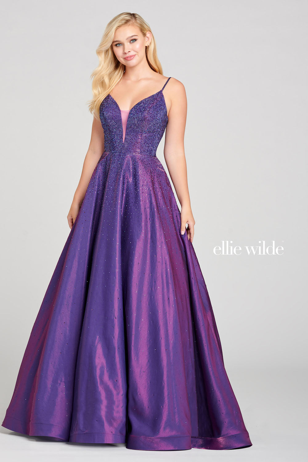 Ellie Wilde EW121005 prom dress images. Ellie Wilde EW121005 is available in these colors: Turquoise, Amethyst, Lapis, Sapphire, Ruby.