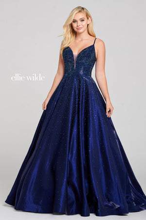 Ellie Wilde EW121005 prom dress images.  Ellie Wilde EW121005 is available in these colors: Turquoise, Amethyst, Lapis, Sapphire, Ruby.