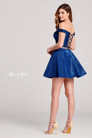Ellie Wilde EW22018S prom dress images.  Ellie Wilde EW22018S is available in these colors: Sapphire, Aqua, Magenta, Galactic Purple.