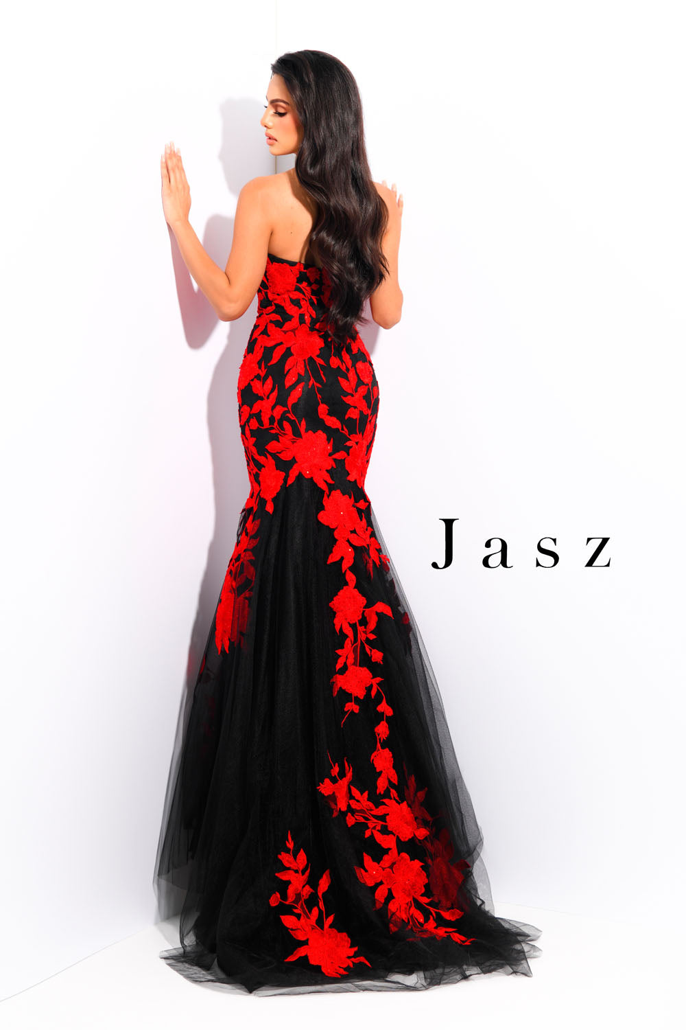 Jasz Couture 7328 prom dress images.  Jasz Couture 7328 is available in these colors: Black Red,  Lilac White,  Red,  White,  Wine.