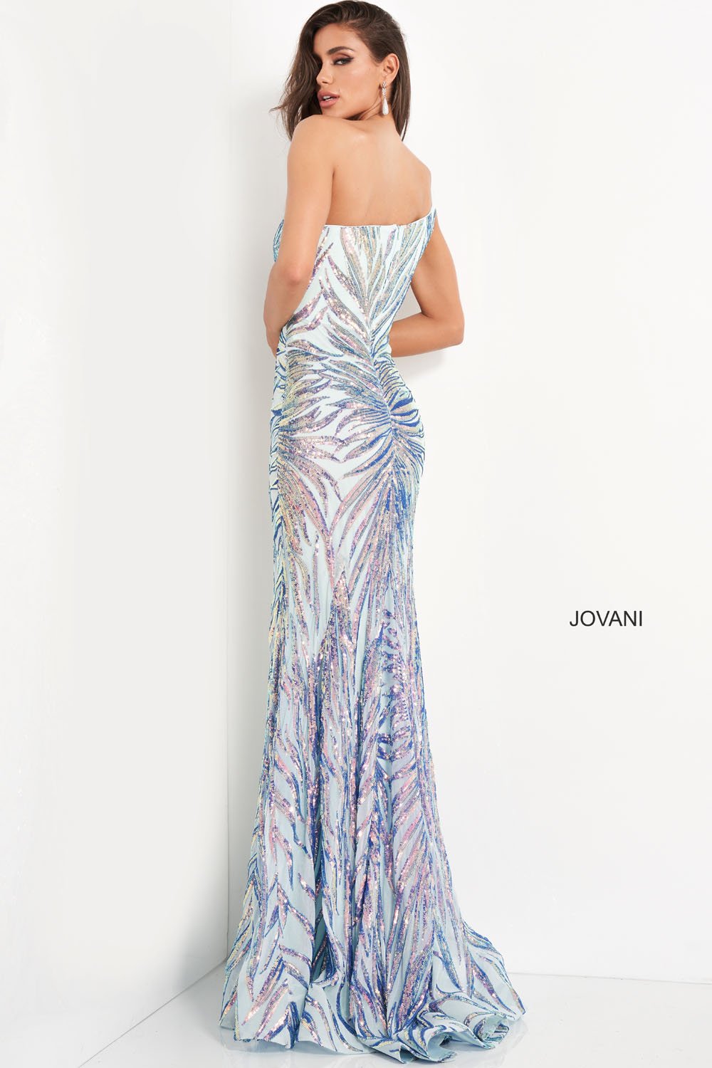 Jovani 05664 prom dress images. Jovani 05664 is available in these colors: Mint Multi.