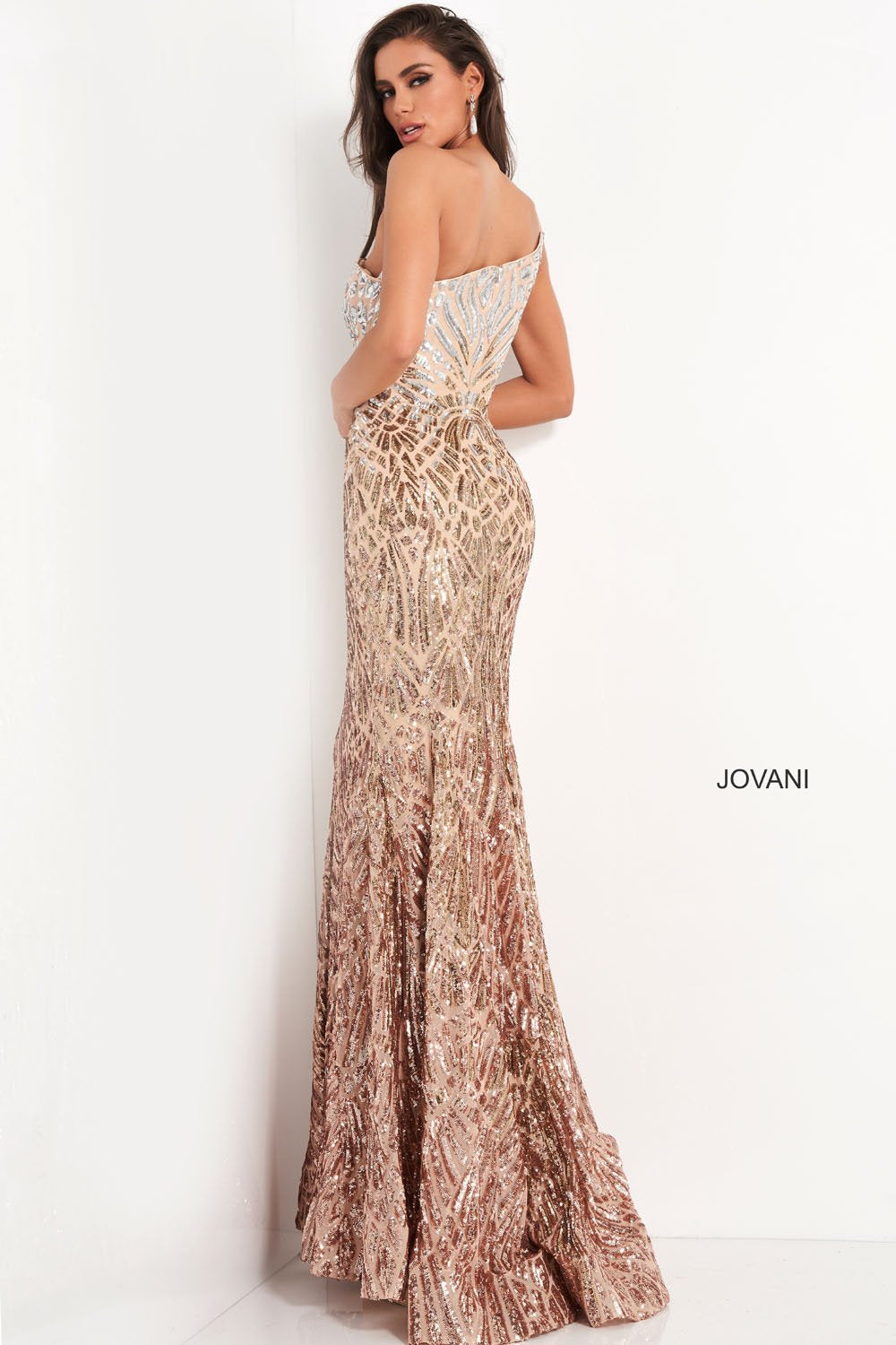 Jovani 06469 prom dress images. Jovani 06469 is available in these colors: Silver Green, Silver Cafe.