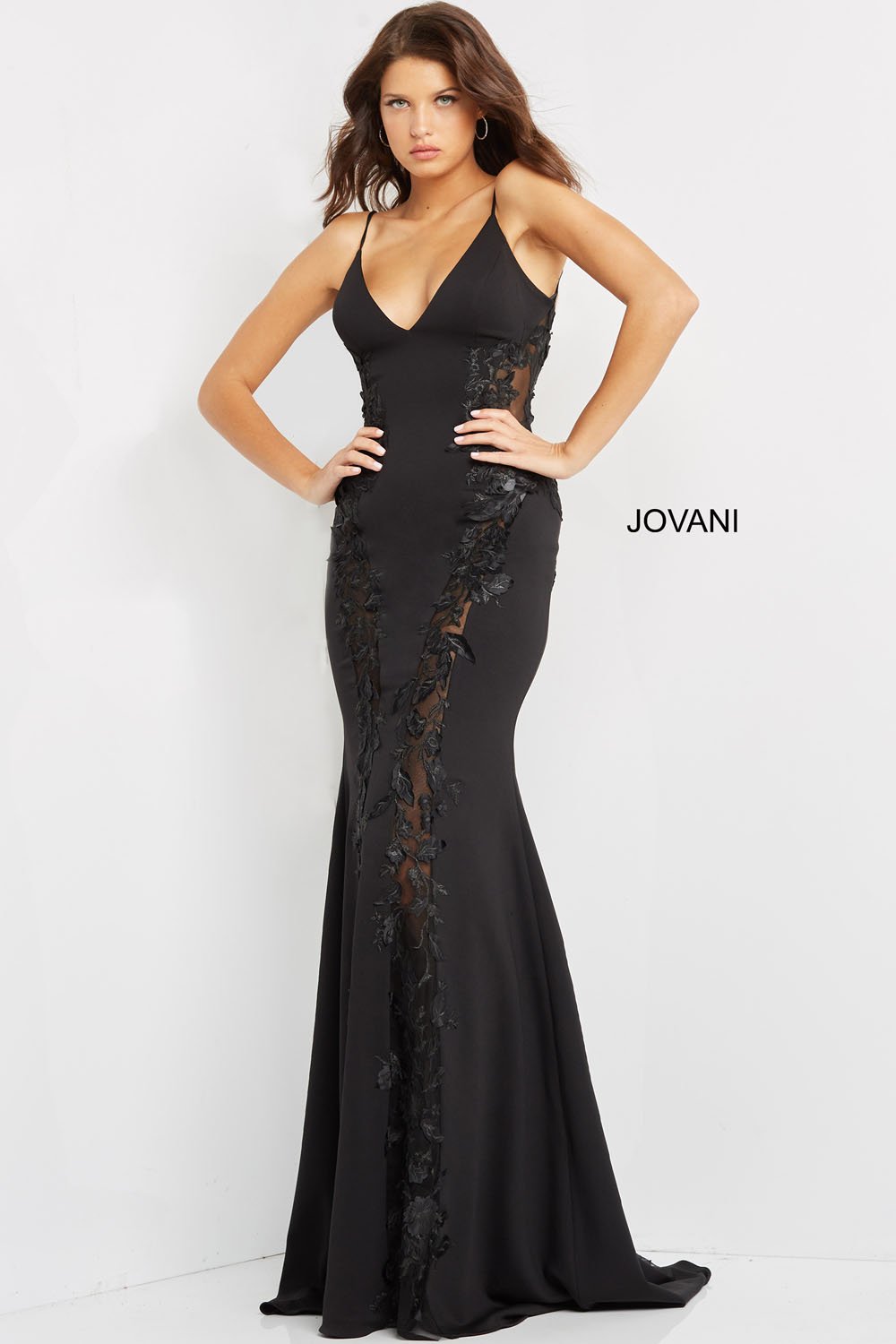 Jovani 07296 prom dress images. Jovani style 07296 is available in these colors: Black, Ivory, Orange, Perriwinkle.