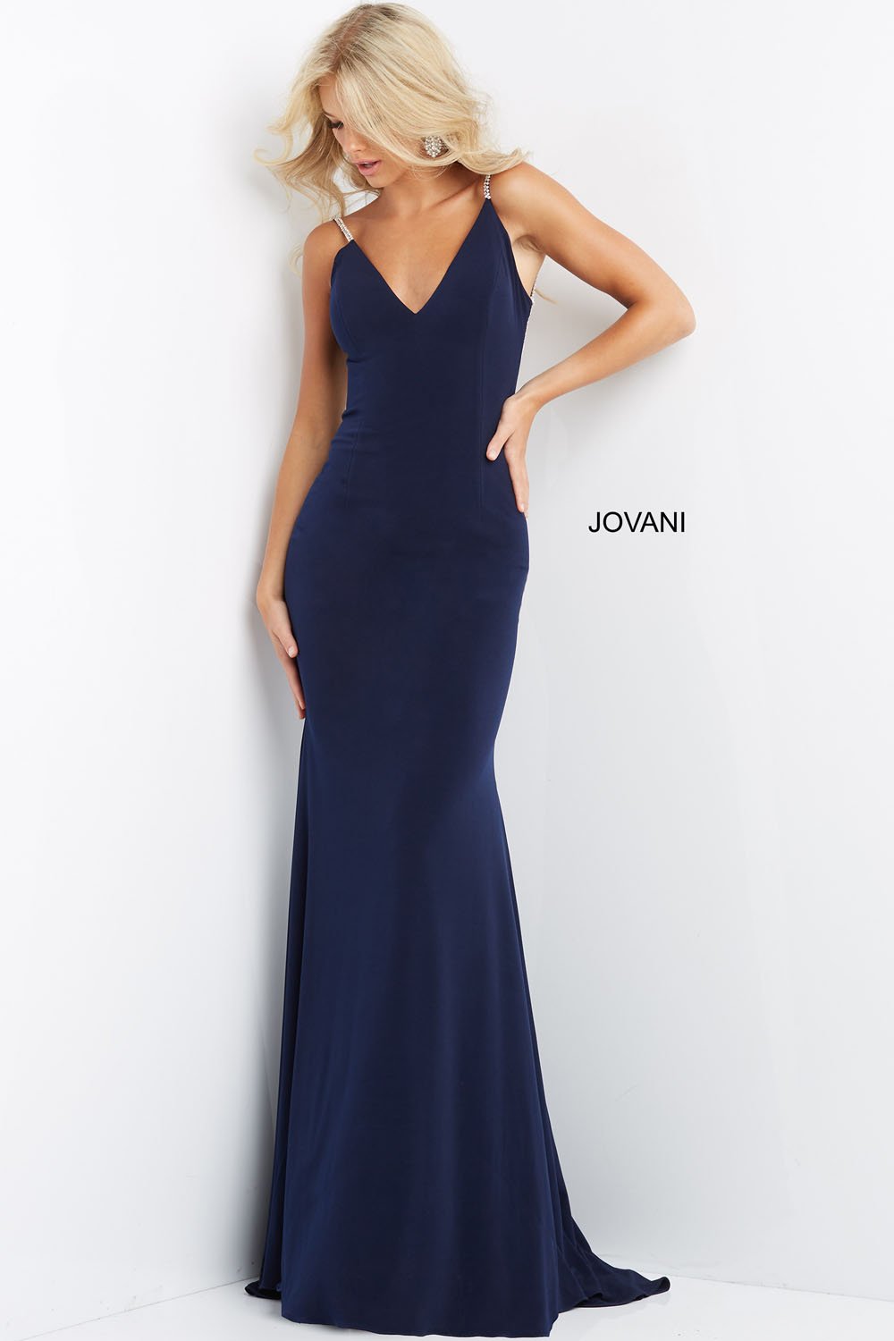 Jovani 07297 Navy prom dresses images.