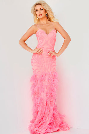 Jovani 07425 Hot Pink prom dress images.  Jovani style 07425 is available in these colors: Hot Pink, Light Blue, Navy, Red.