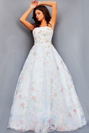 Jovani 07966 Off White Multi prom dress images.  Jovani style 07966 is available in these colors: Off White Multi.