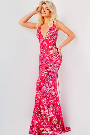 Jovani 08462 Pink prom dress images.  Jovani style 08462 is available in these colors: Black, Orange, Pink.
