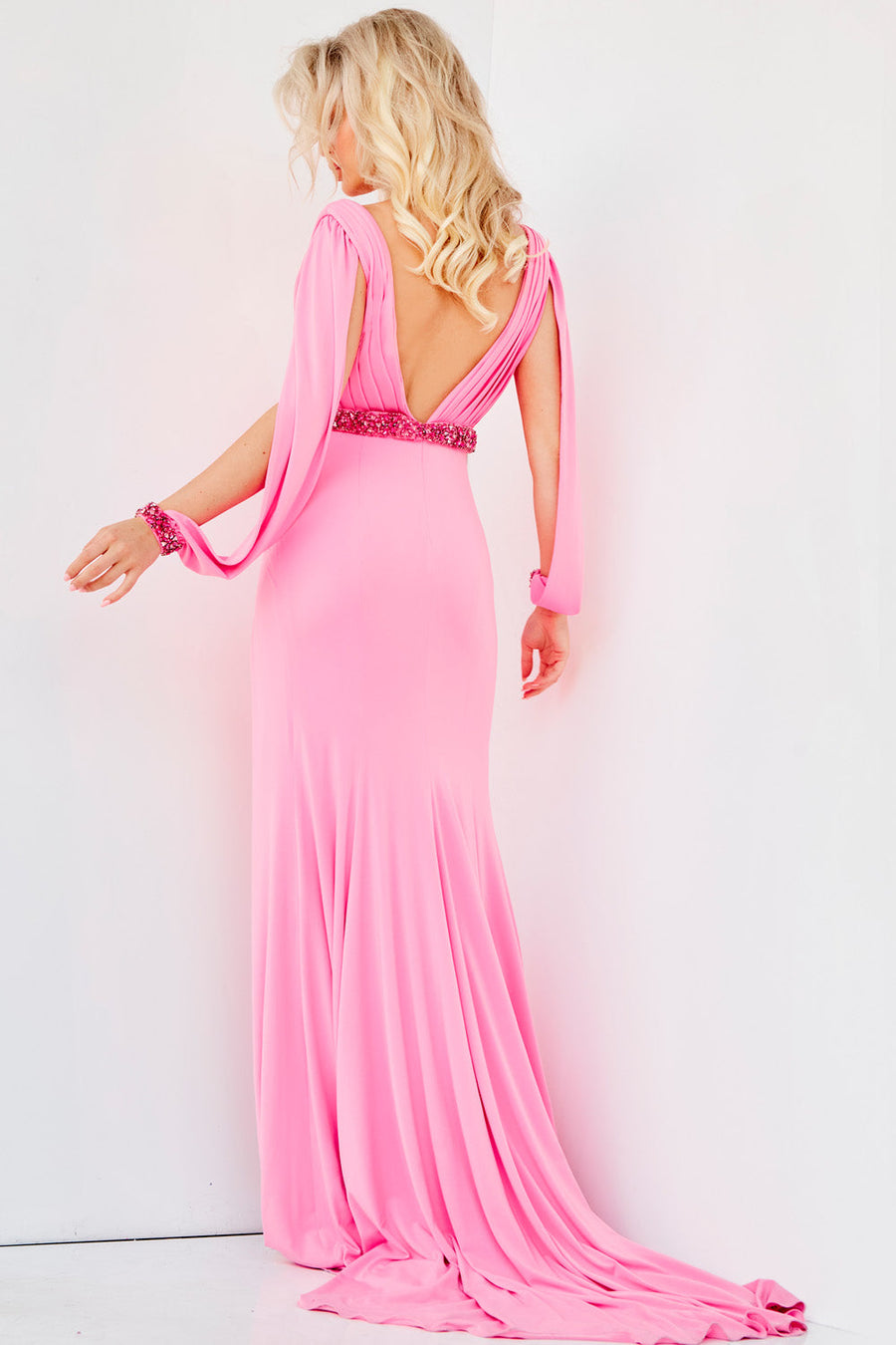 Jovani 08482 Hot Pink prom dress images.  Jovani style 08482 is available in these colors: Hot Pink, Red, White.