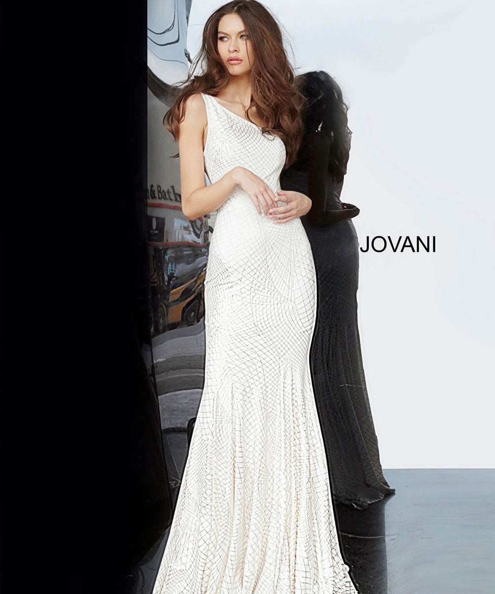 Jovani 1119 prom dress images. Jovani 1119 is available in these colors: Magenta, Off White Gold, Navy.
