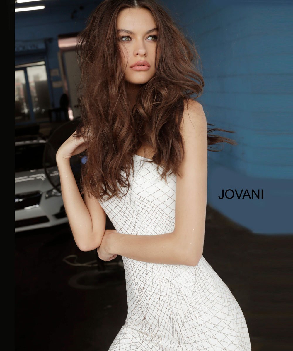 Jovani 1119 prom dress images. Jovani 1119 is available in these colors: Magenta, Off White Gold, Navy.
