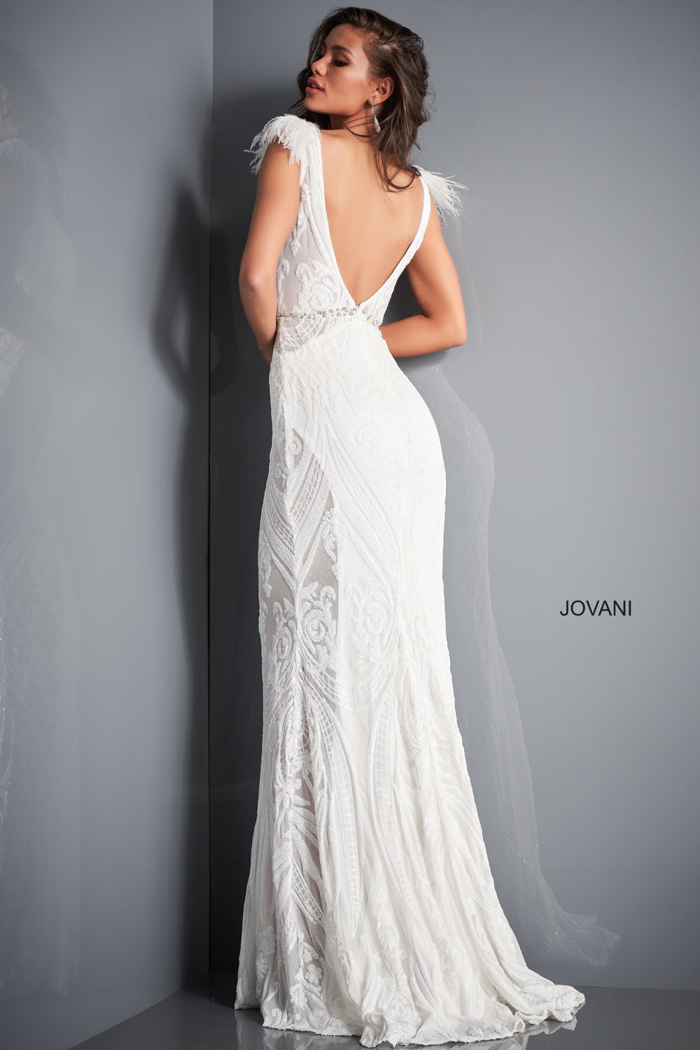 Jovani 3180 prom dress images. Jovani 3180 is available in these colors: Black, Merlot, Navy, White.