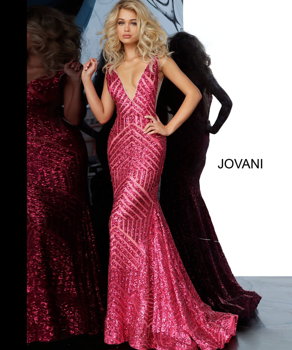 Jovani 59762 prom dress images. Jovani 59762 is available in these colors: Black Nude, Charcoal, Fuchsia, Hunter, Rose Gold.