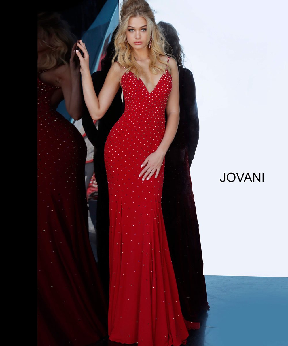 Jovani 63563 prom dress images. Jovani 63563 is available in these colors: Black, Blush, Light Blue, Navy, Olive, Red, White.