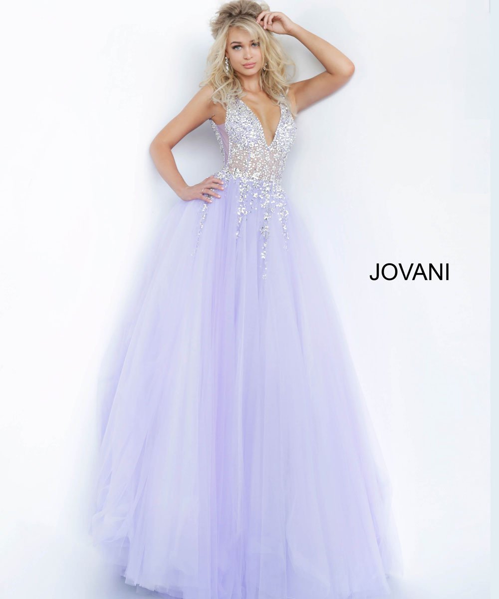 Jovani 65379 prom dress images. Jovani 65379 is available in these colors: Grey, Lilac.
