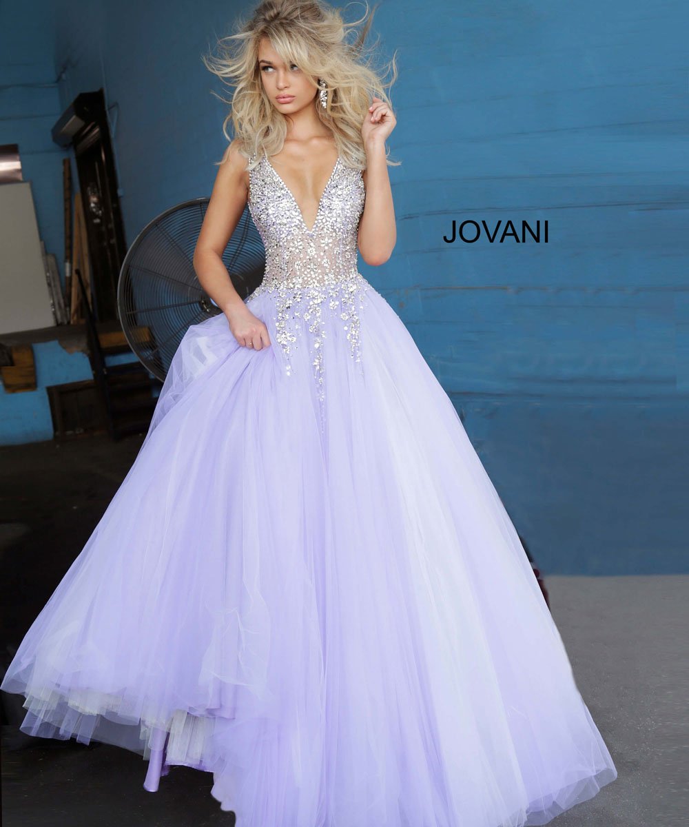 Jovani 65379 prom dress images. Jovani 65379 is available in these colors: Grey, Lilac.