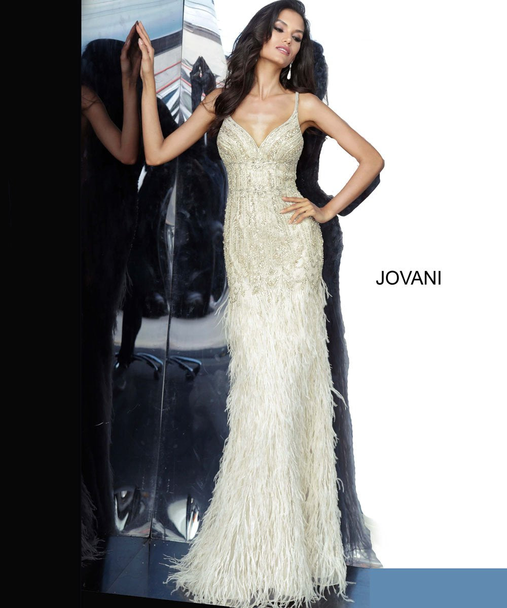 Jovani 68827 prom dress images. Jovani 68827 is available in these colors: Cream.