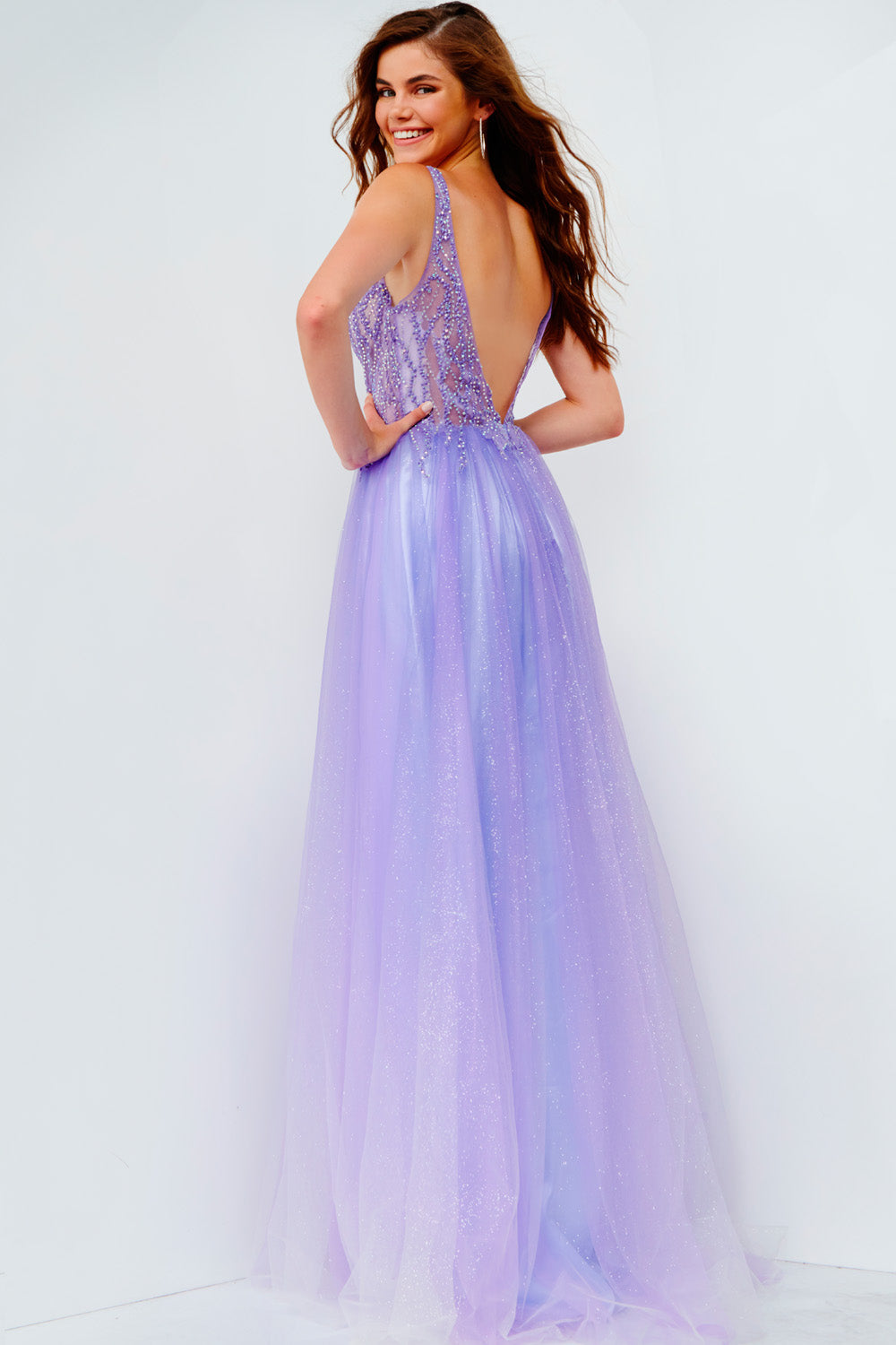 Jovani JVN07387 prom dress images. Jovani style JVN07387 is available in these colors: Purple.