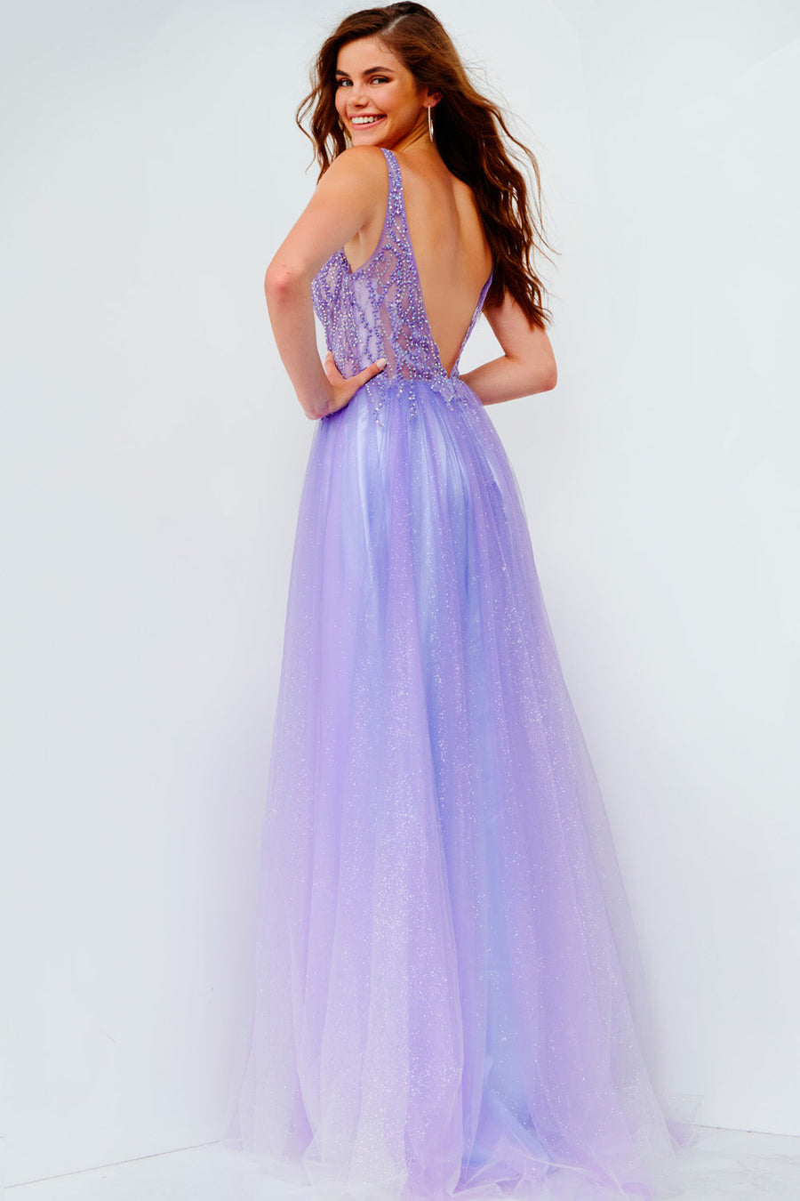 Jovani JVN07387  prom dress images.  Jovani style JVN07387 is available in these colors: Purple.