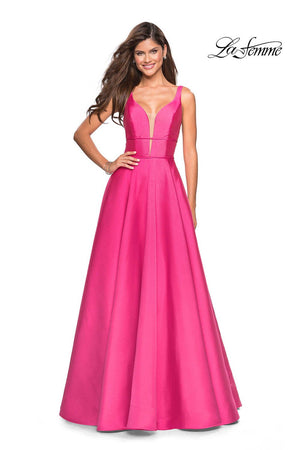 La Femme 26768 prom dress images.  La Femme 26768 is available in these colors: Bright Pink, Emerald, Pale Yellow, Sapphire Blue.