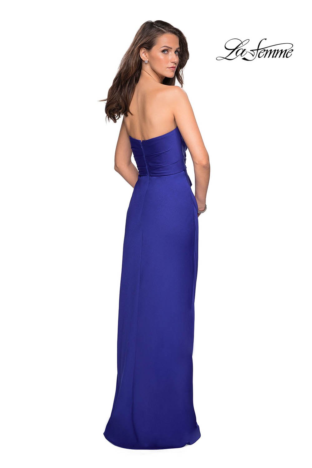 La Femme 26794 prom dress images. La Femme 26794 is available in these colors: Blush, Burgundy, Sapphire Blue, Silver.
