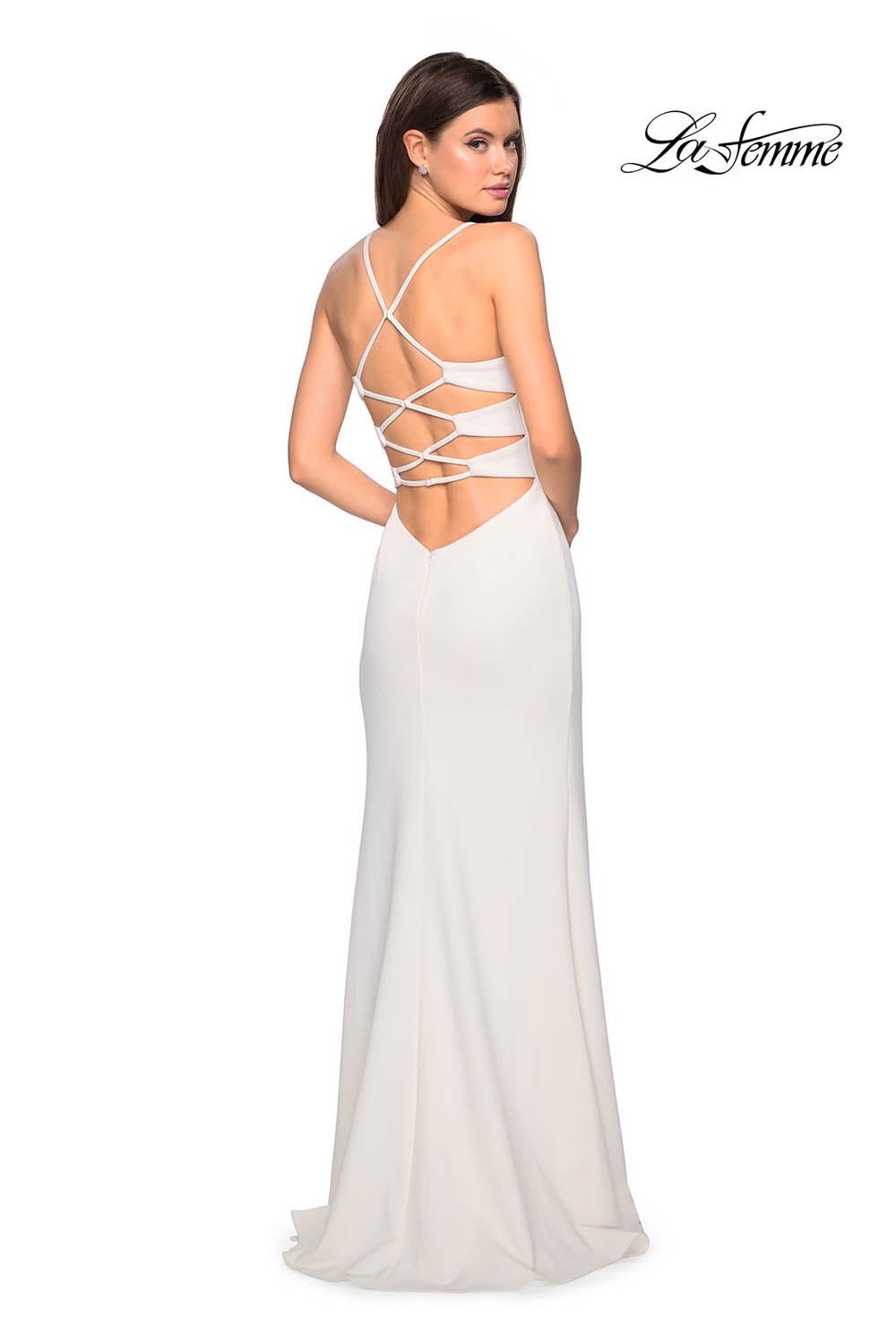 La Femme 26940 prom dress images. La Femme 26940 is available in these colors: Black, Burgundy, Sapphire Blue, White.