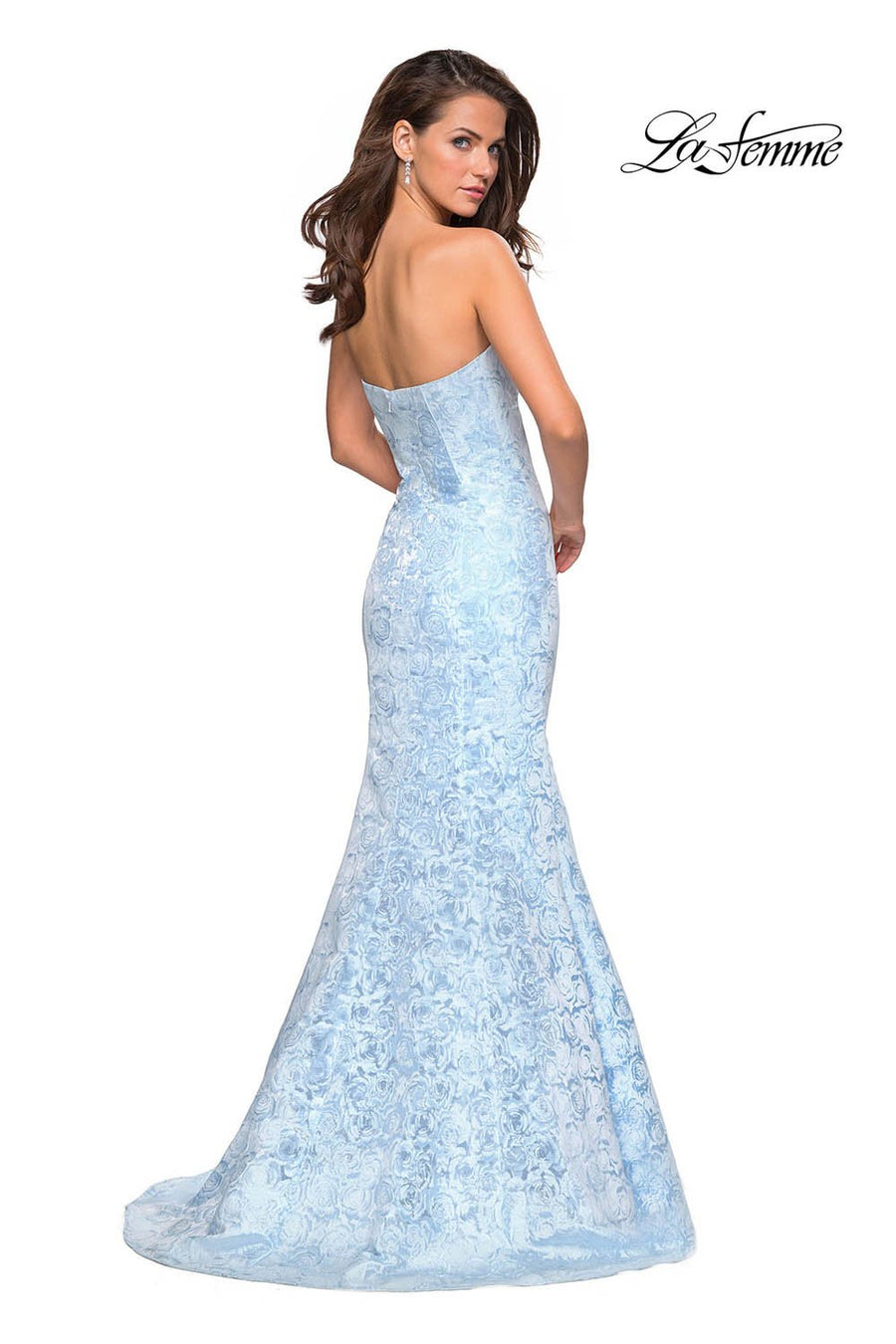 La Femme 26975 prom dress images.  La Femme 26975 is available in these colors: Black Silver, Light Blue, Light Pink, Yellow.