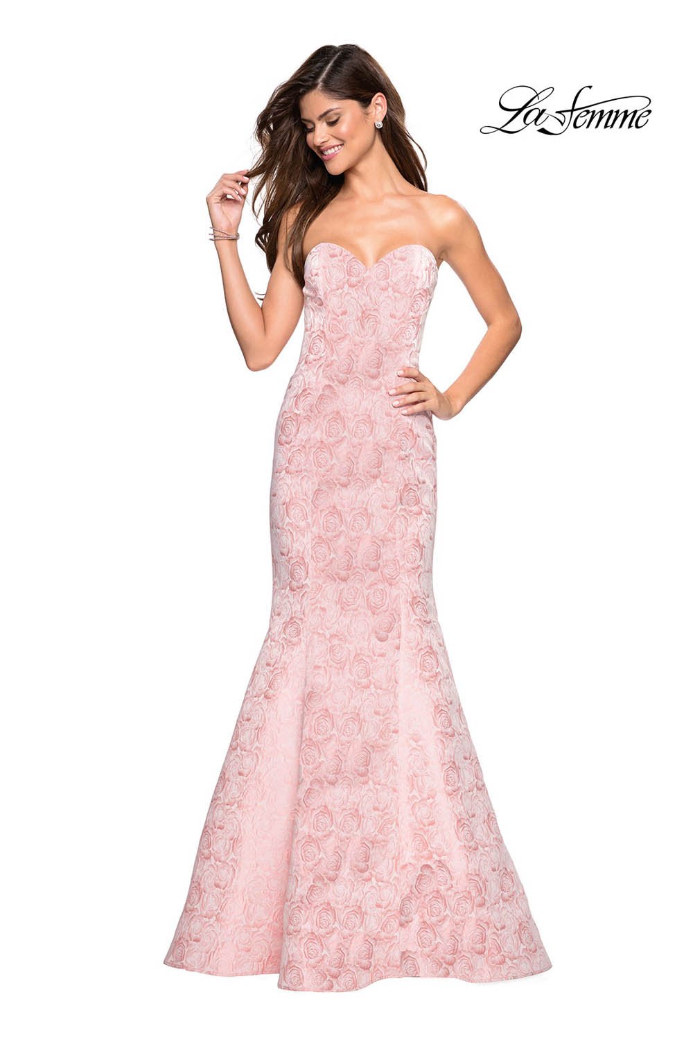 La Femme 26975 prom dress images. La Femme 26975 is available in these colors: Black Silver, Light Blue, Light Pink, Yellow.