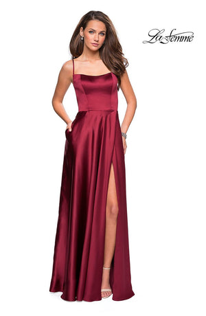 La Femme 26977 prom dress images.  La Femme 26977 is available in these colors: Deep Red, Platinum, White.