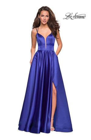 La Femme 26994 prom dress images.  La Femme 26994 is available in these colors: Blush, Dark Berry, Deep Red, Lavender Gray, Navy, Sapphire Blue.