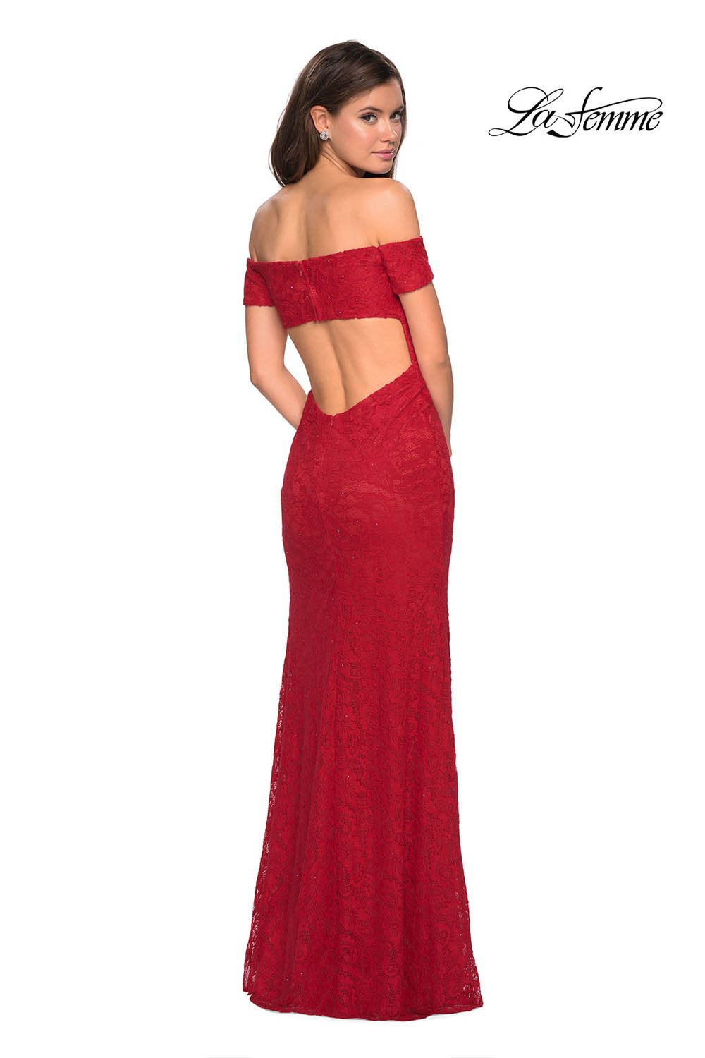 La Femme 26998 prom dress images. La Femme 26998 is available in these colors: Deep Red, Navy, Periwinkle.