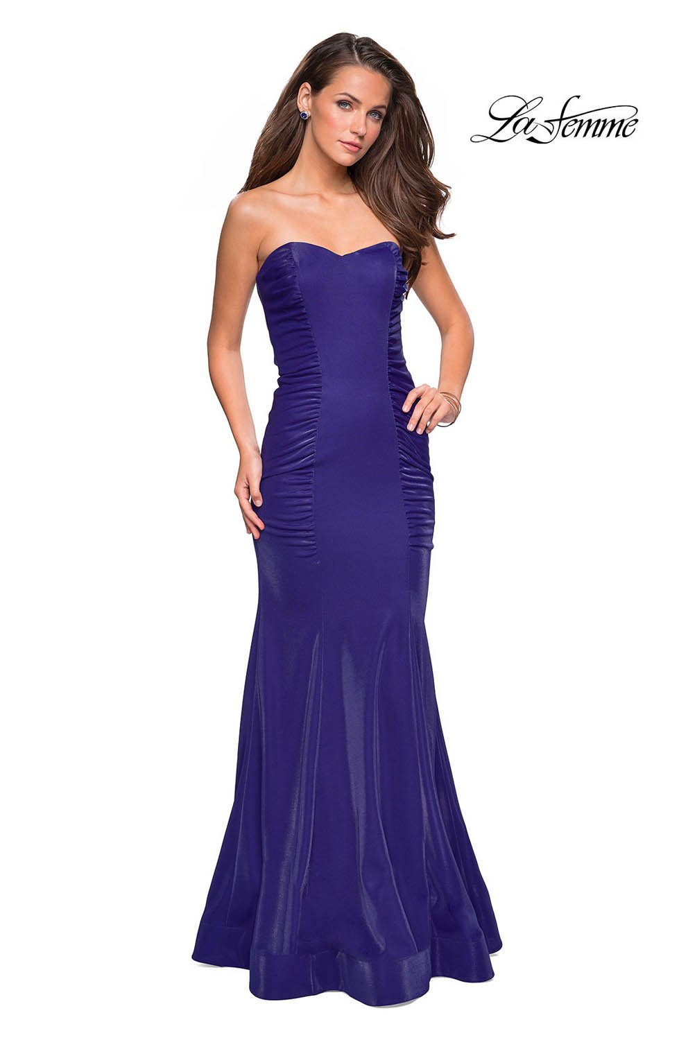 La Femme 26999 prom dress images. La Femme 26999 is available in these colors: Black, Deep Red, Indigo.