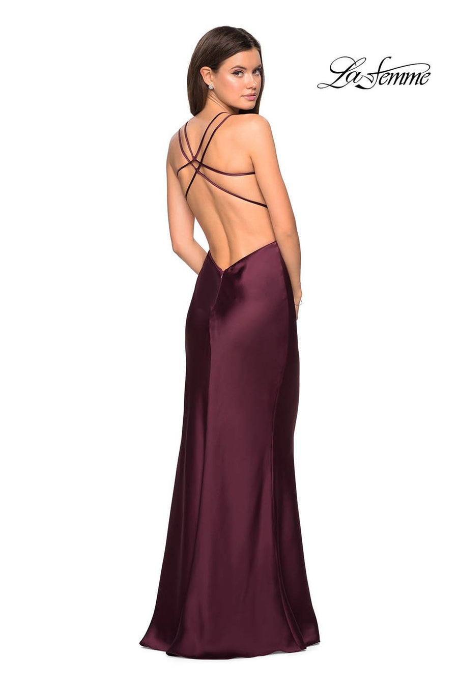 La Femme 27010 prom dress images.  La Femme 27010 is available in these colors: Blush, Navy, Wine.