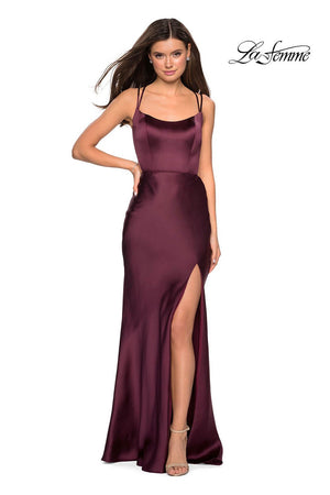 La Femme 27010 prom dress images.  La Femme 27010 is available in these colors: Blush, Navy, Wine.