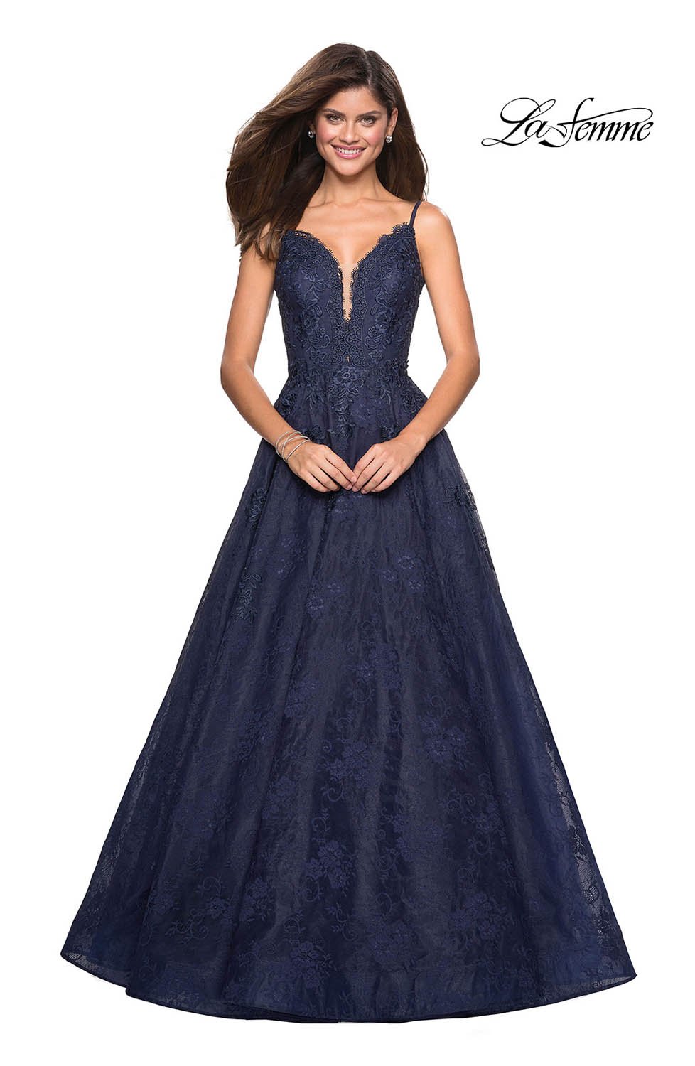 La Femme 27030 prom dress images. La Femme 27030 is available in these colors: Burgundy, Navy, Periwinkle.