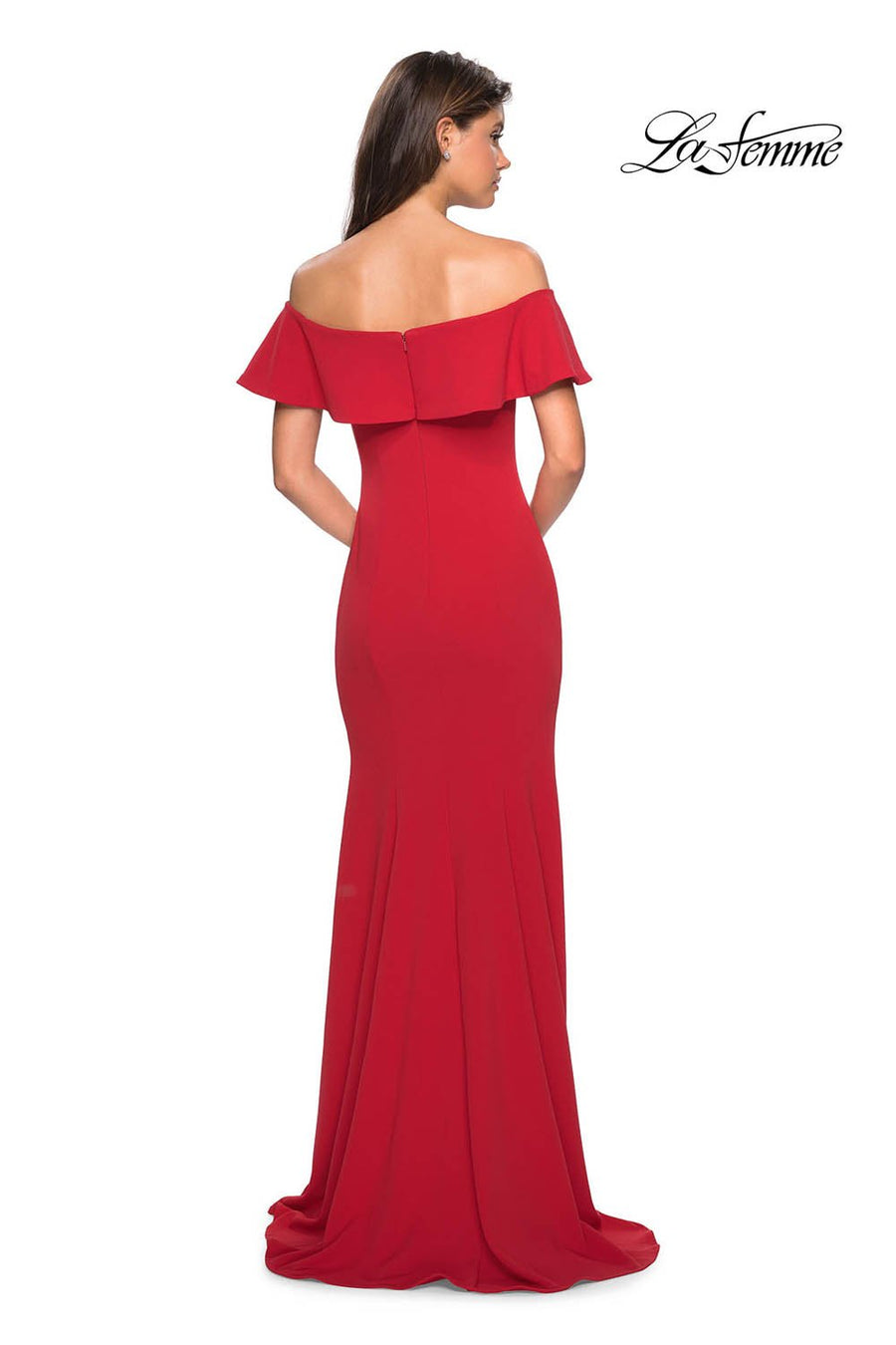 La Femme 27096 prom dress images.  La Femme 27096 is available in these colors: Black, Red, White.