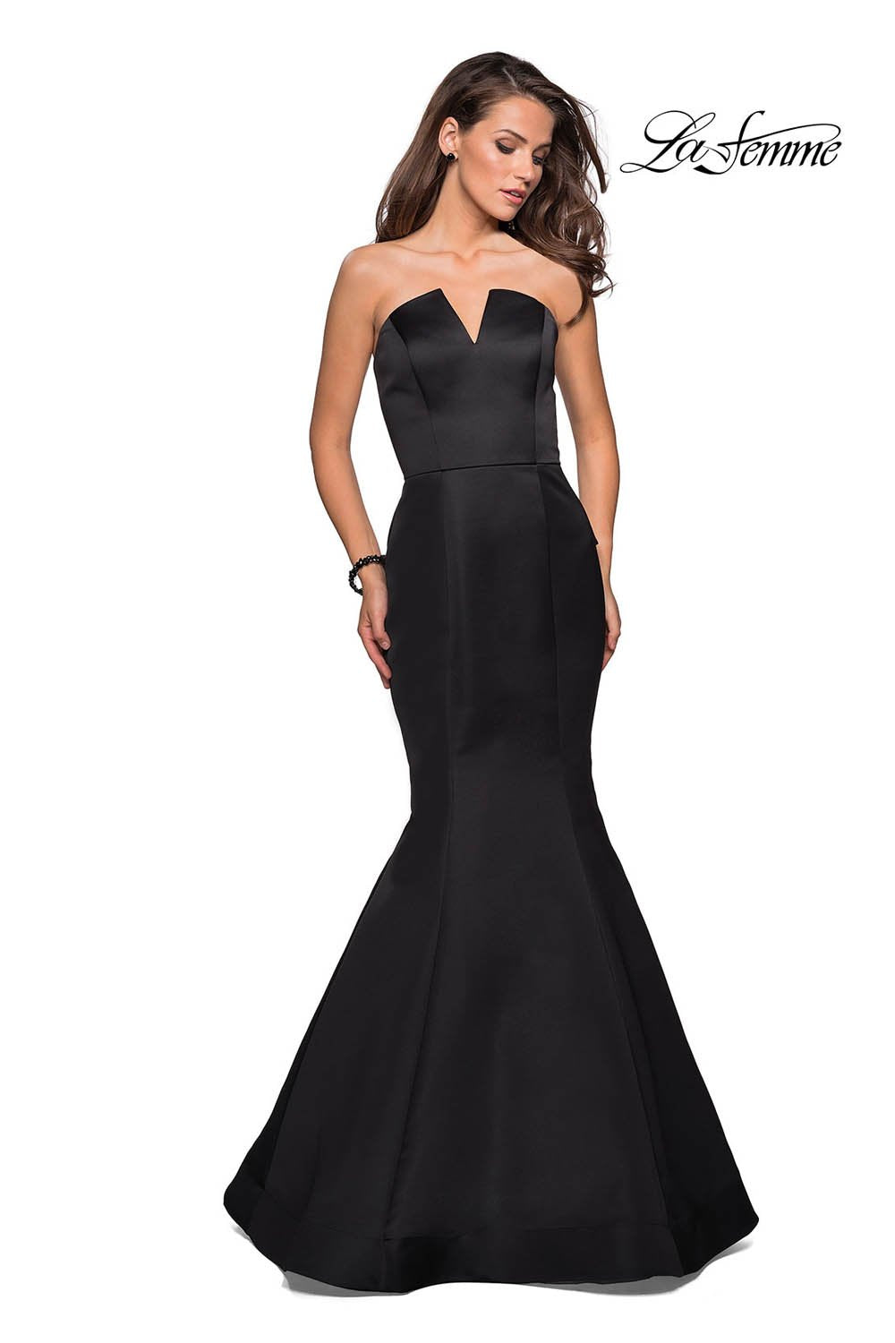 La Femme 27105 prom dress images. La Femme 27105 is available in these colors: Black, Burgundy.