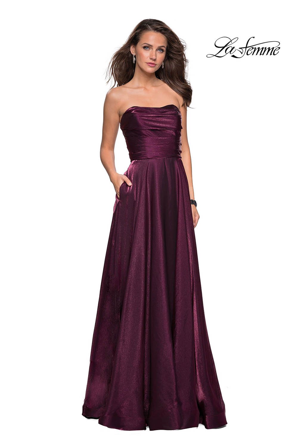 slim fit dress slacks Purple tulle off shoulder long prom gown, tulle evening dress – shdress main image 0