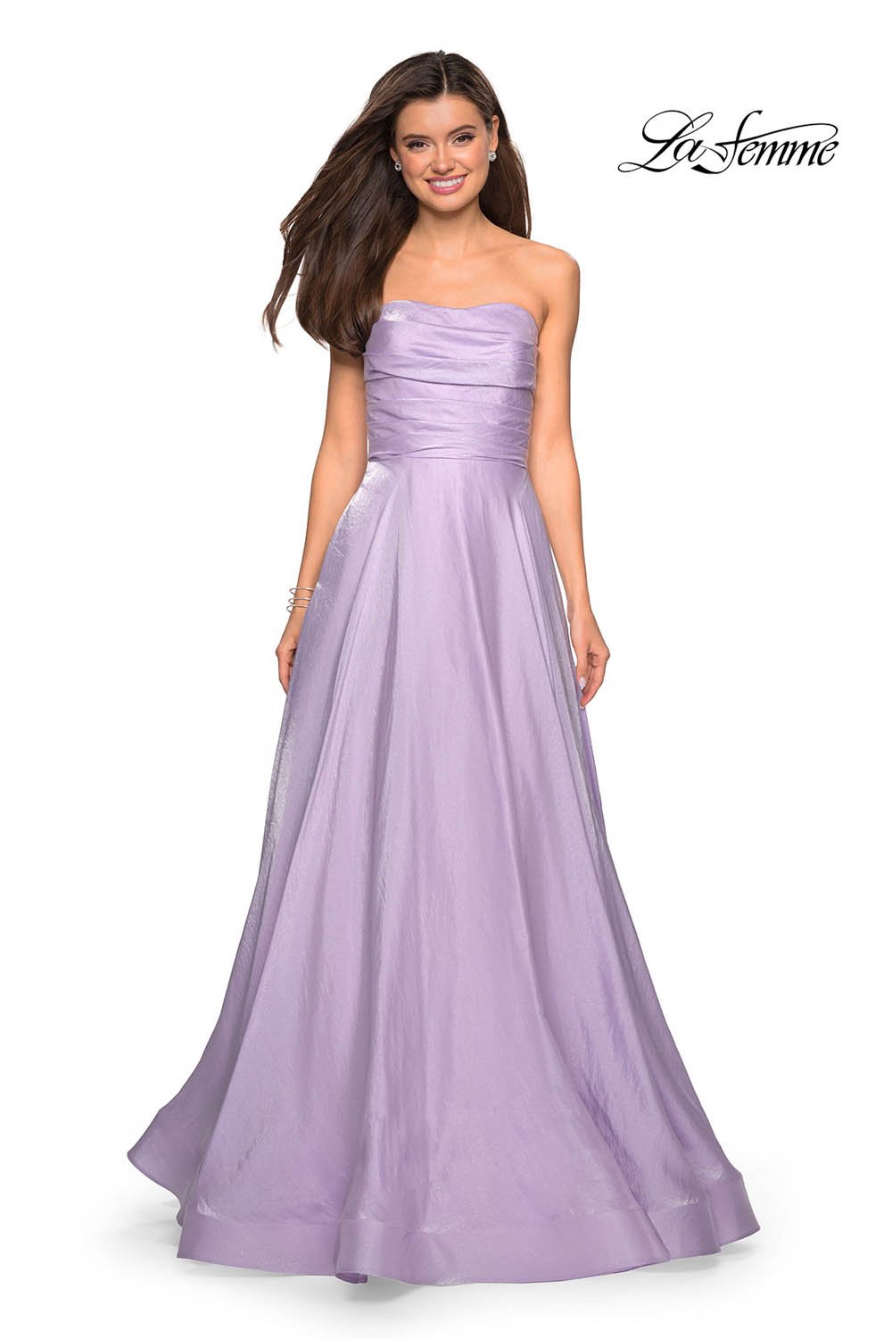 La Femme 27130 prom dress images. La Femme 27130 is available in these colors: Cloud Blue, Dark Berry, Lavender, Teal.