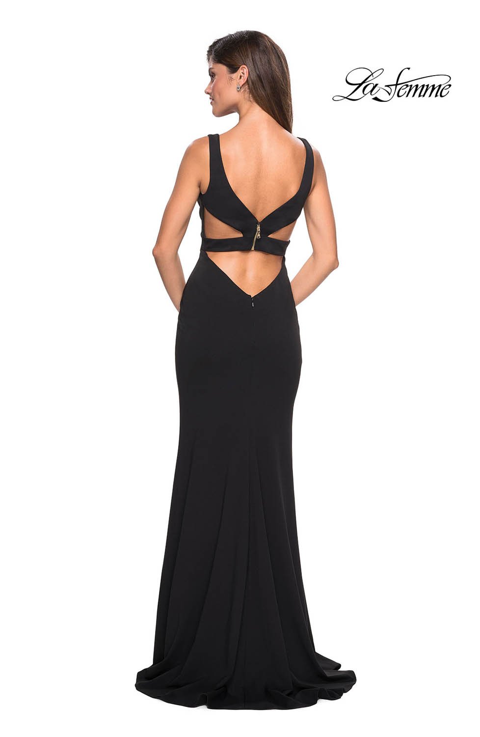 La Femme 27181 prom dress images. La Femme 27181 is available in these colors: Black, Red, White, Yellow.