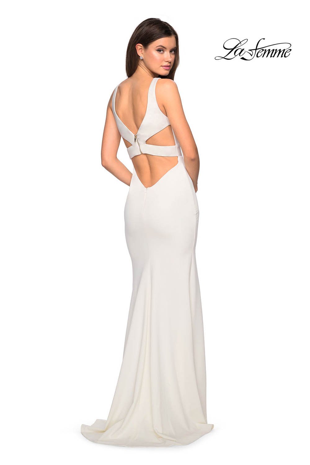 La Femme 27181 prom dress images. La Femme 27181 is available in these colors: Black, Red, White, Yellow.