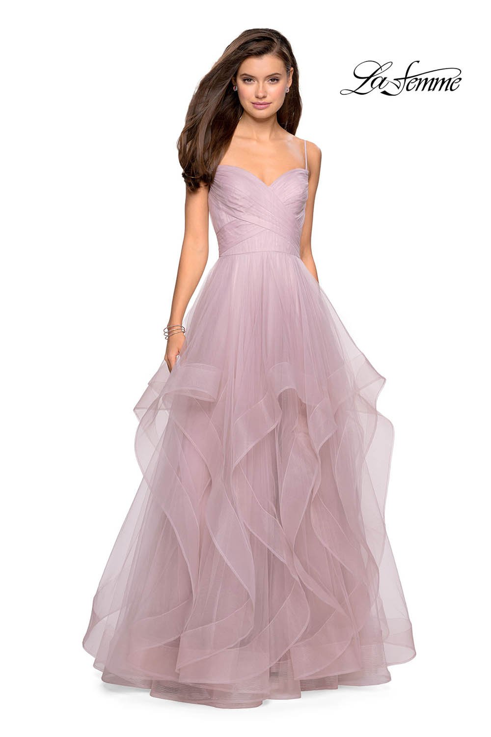 La Femme 27223 prom dress images. La Femme 27223 is available in these colors: Blush, Dark Berry, Navy.