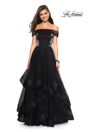 La Femme 27224 prom dress images.  La Femme 27224 is available in these colors: Black, Blush, White.