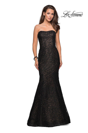 La Femme 27267 prom dress images.  La Femme 27267 is available in these colors: Black, Light Gold, Light Pink, Navy.