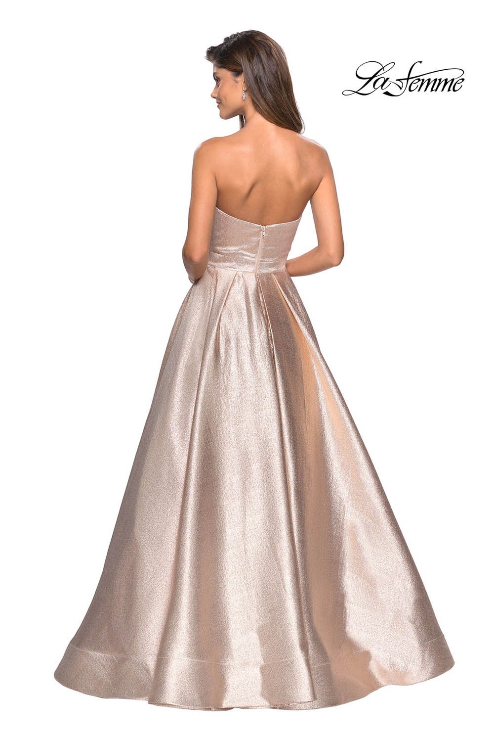 La Femme 27280 prom dress images. La Femme 27280 is available in these colors: Black, Rose Gold.